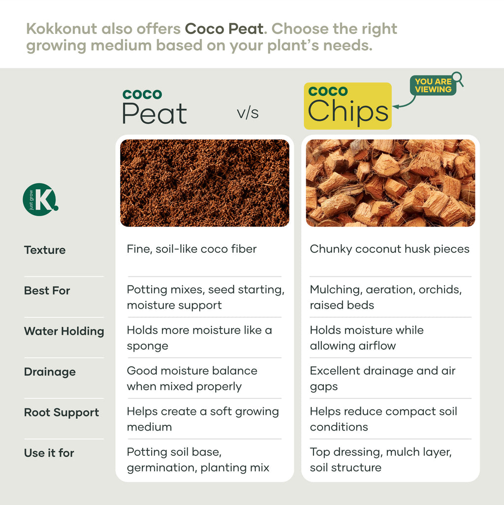 Coco chips vs coco peat: texture, best uses, water holding and drainage compared