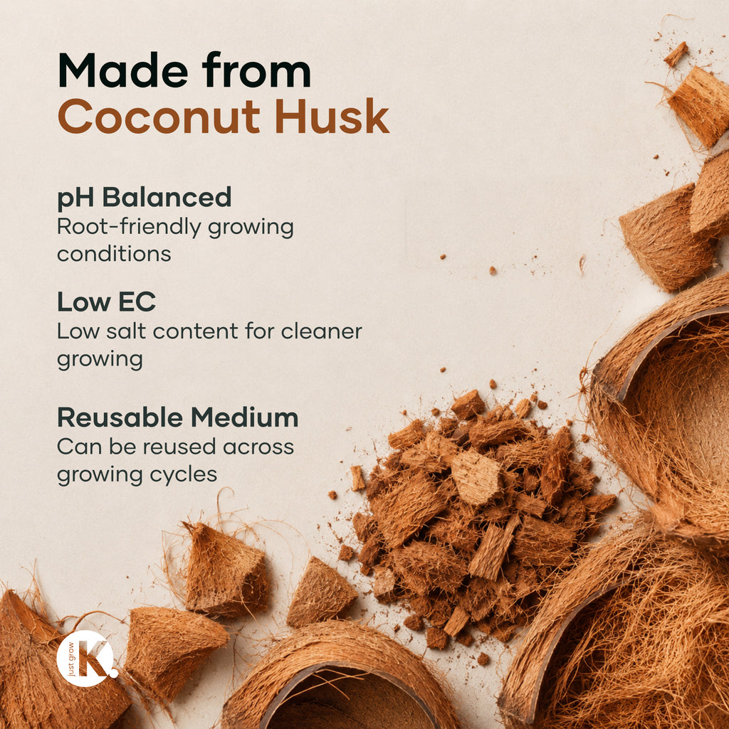 Kokkonut coco chips made from coconut husk: pH balanced, low EC, reusable