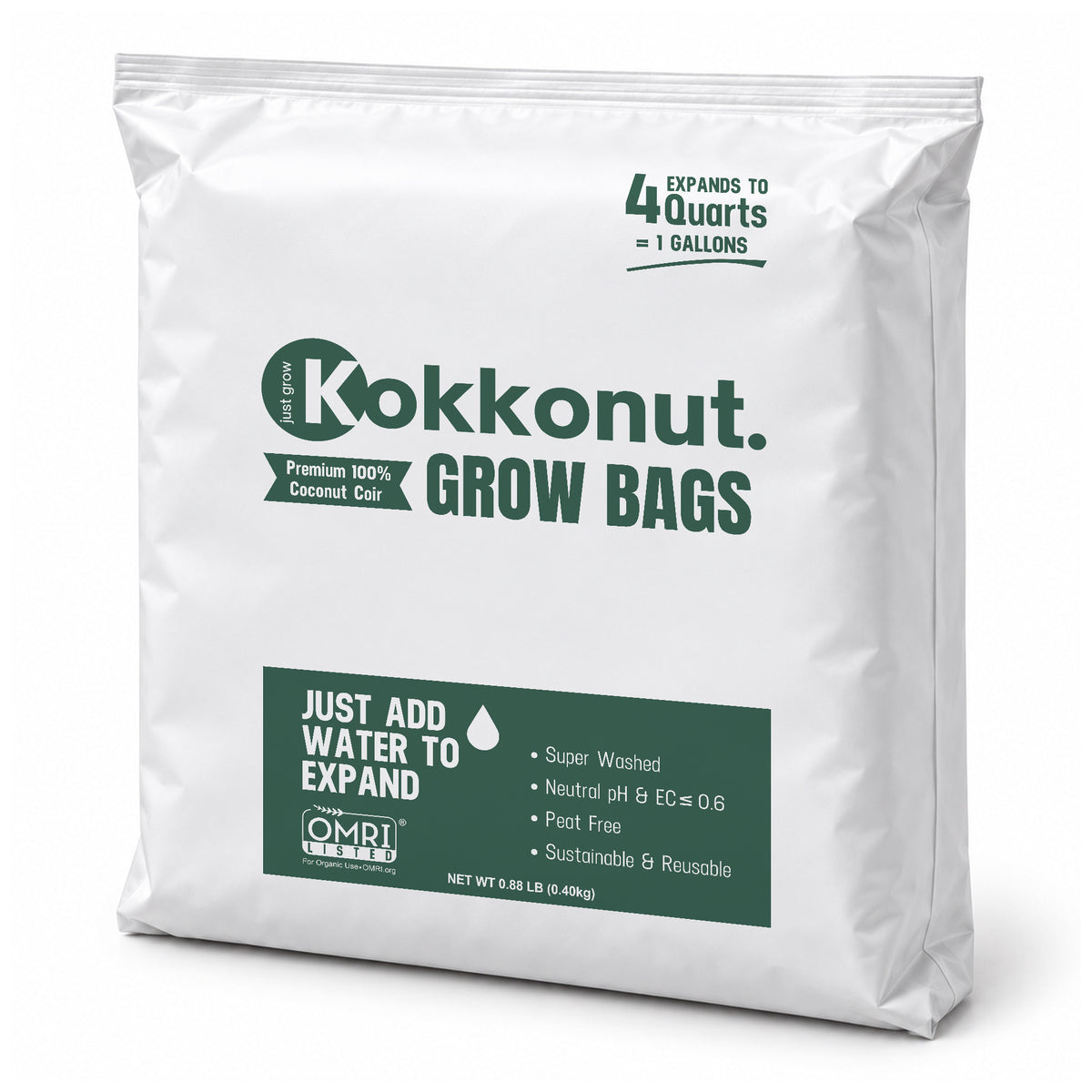 Kokkonut pre-filled coco coir grow bag, 1 gallon