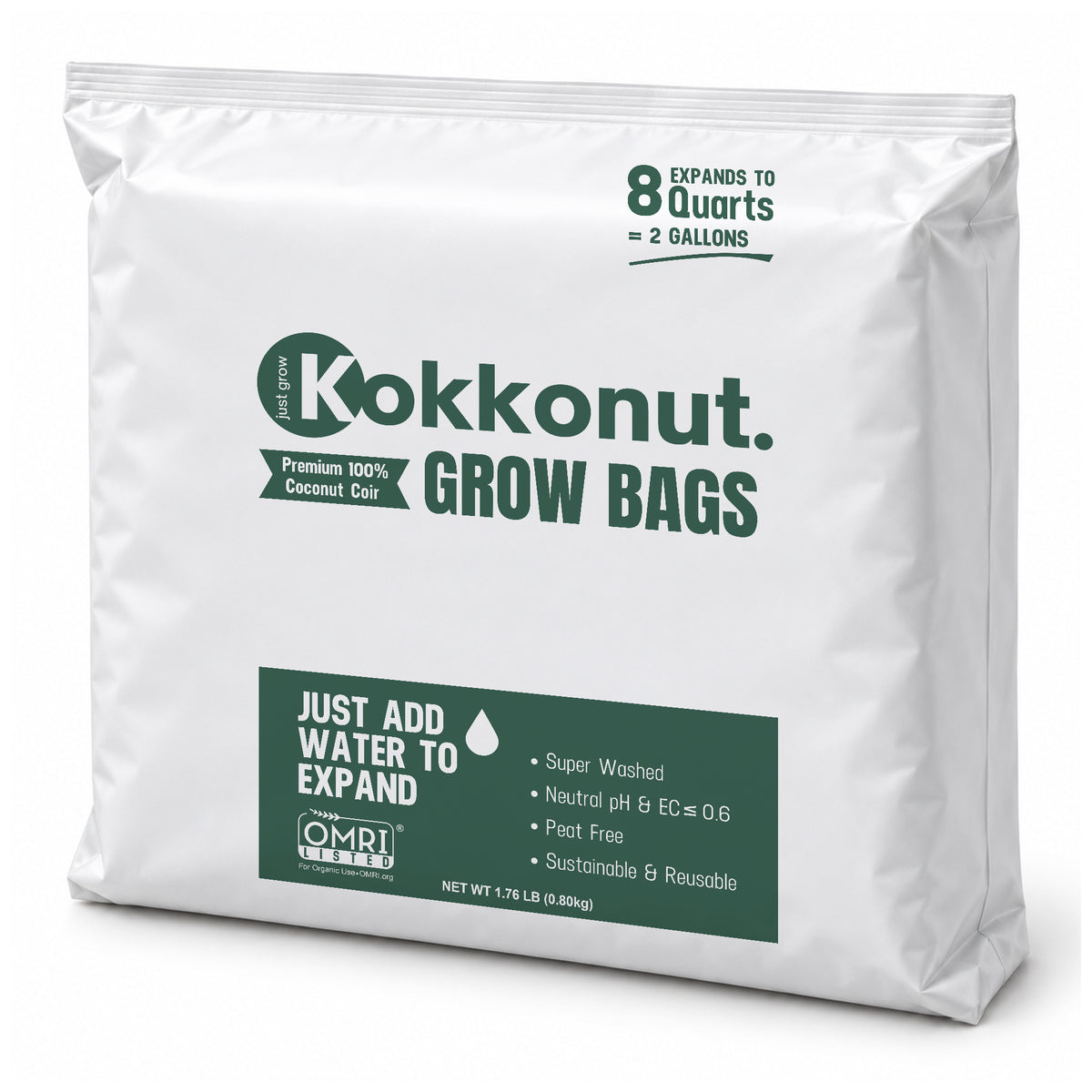 Kokkonut pre-filled coco coir grow bag, 2 gallon
